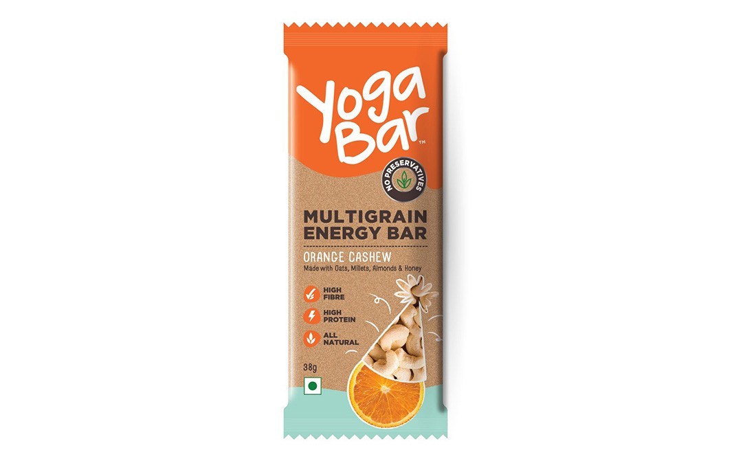 Yoga Bar Multigrain Energy Bar Orange Cashew   Pack  38 grams